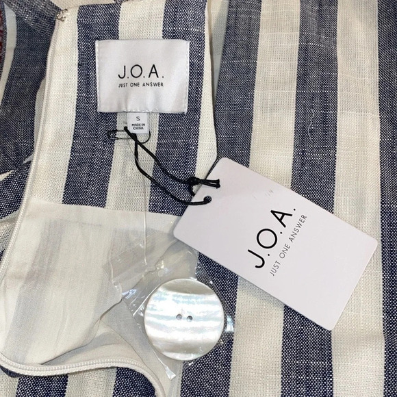JOA Anthropologie womens blouse small 4 6 top open back blue cream stripe nwt - Picture 4 of 6